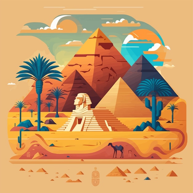 Majestic Pyramids and Oasis in the Desert Landscape | Jiffy Designs