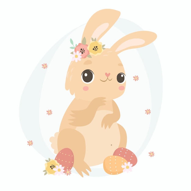 Adorable Bunny with Floral Accents and Subtle Color Palette | Jiffy Designs