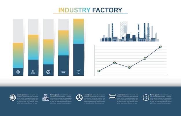 Vibrant Industrial Landscape with Informative Data Visualizations ...