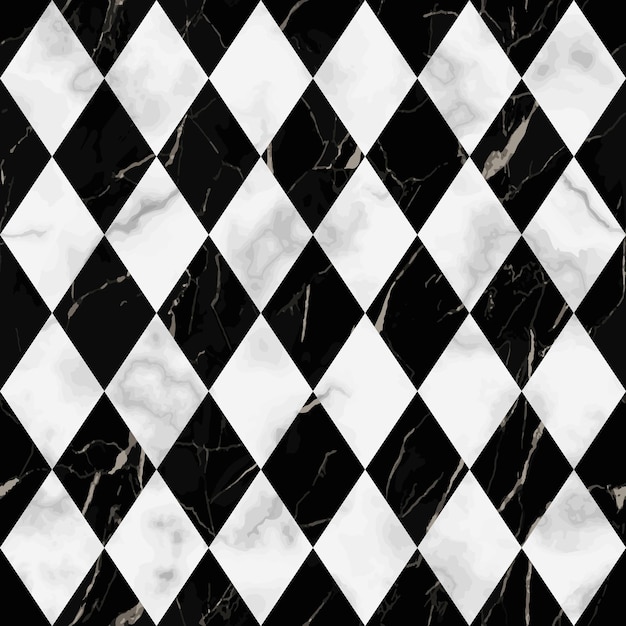 Striking Monochrome Harlequin Pattern with Marble Textures | Jiffy Designs
