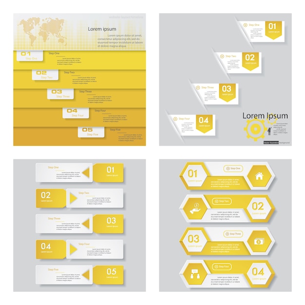 Minimalist Infographic Elements Collection with Yellow and Gray Tones ...