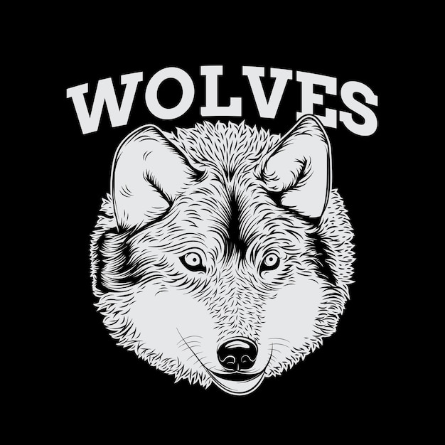 Fierce Wolf Head with Bold Text in Monochrome Style | Jiffy Designs