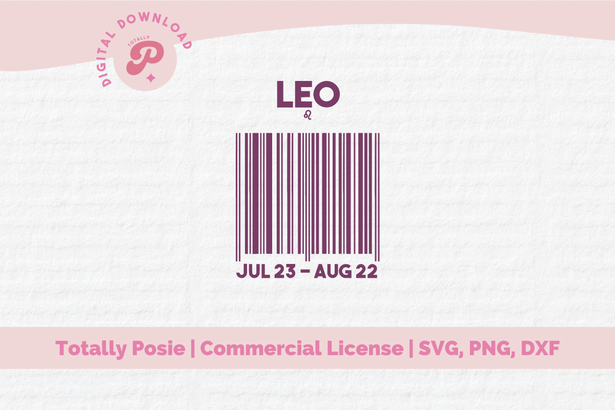 'Leo' Zodiac Symbol with Striking Purple Barcode Design | Jiffy Designs