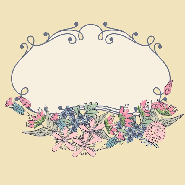 Elegant Floral Frame with Vibrant Blooms and Leaves | Jiffy Designs