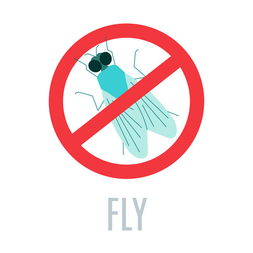 Stop Fly Sign. Anti Pest Icon With An Insect Silhouette. Red ...