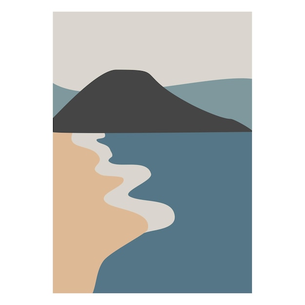 Serene Coastal Landscape with Majestic Mountain Silhouette | Jiffy Designs