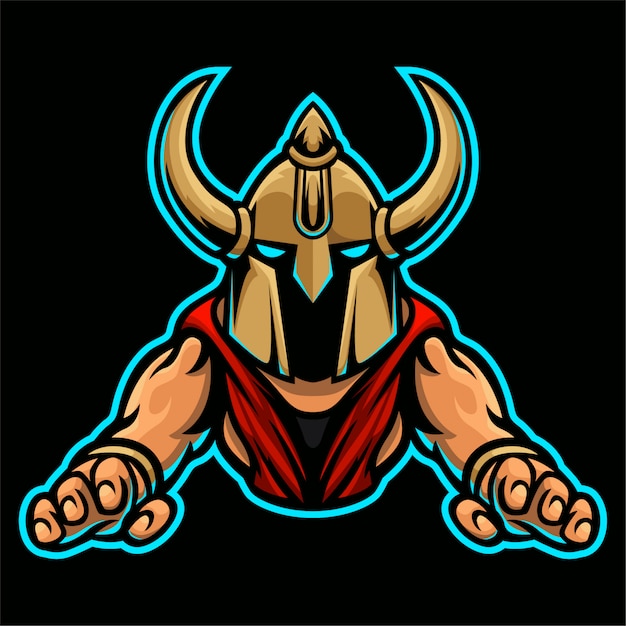 Powerful Horned Warrior Mascot Emblem in Bold Colors | Jiffy Designs