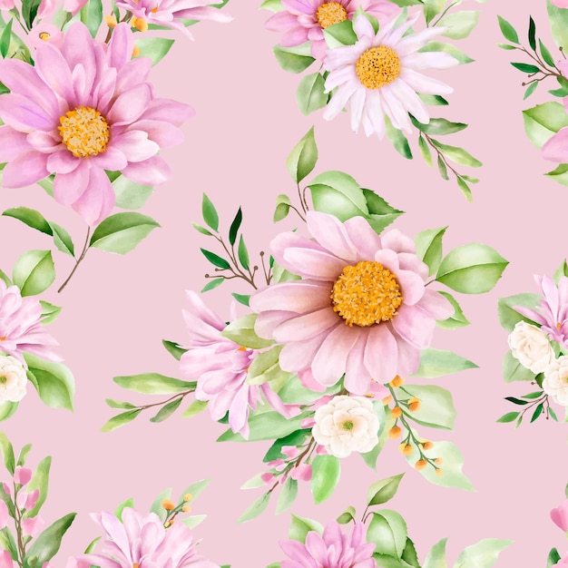 Vibrant Pink Floral Pattern with Daisies and Greenery | Jiffy Designs