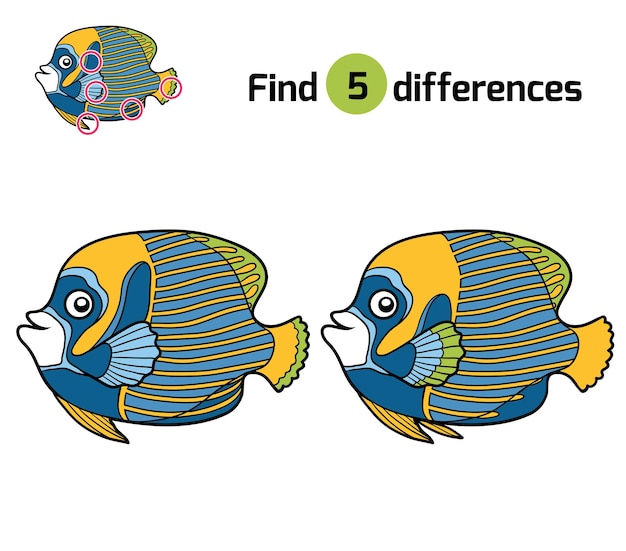 Vibrant Tropical Fish: Spot the 5 Differences | Jiffy Designs