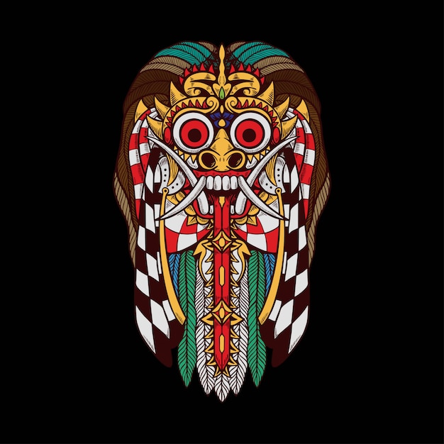 Vibrant Balinese Mask with Intricate Patterns and Symbols | Jiffy Designs