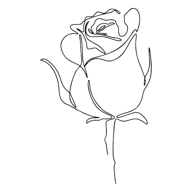 Elegant Rose Blossom in Minimalist Line Art Style | Jiffy Designs