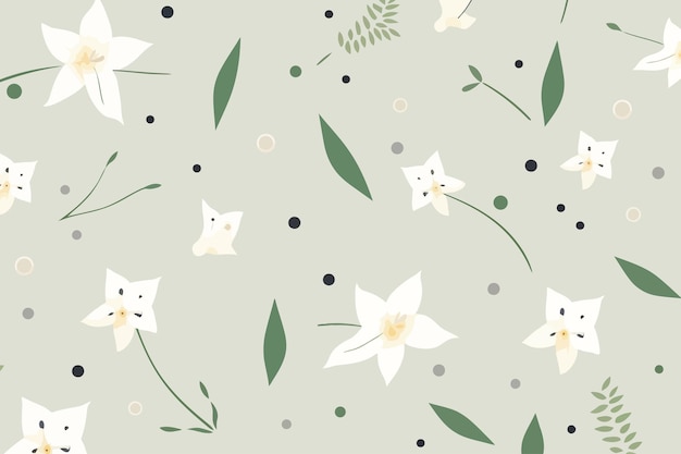 Delicate Floral Pattern with Whimsical White Blossoms | Jiffy Designs