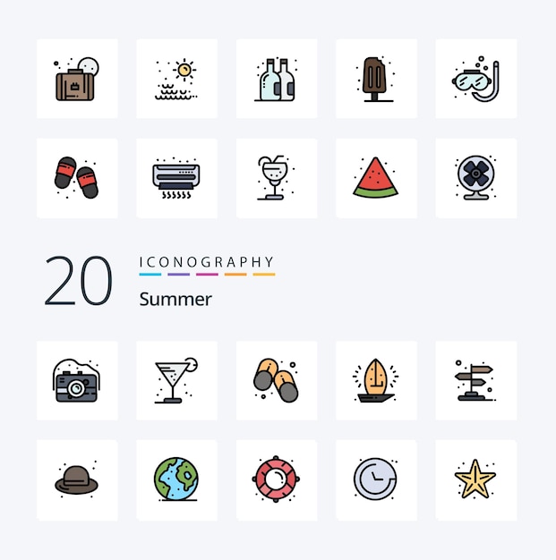 Vibrant Collection of 20 Summer-Themed Iconographic Designs | Jiffy Designs