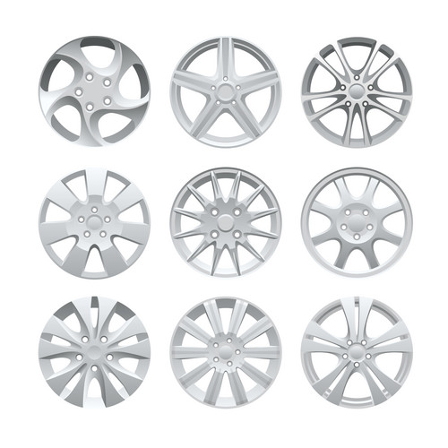 Close Up Of Rims Car Alloy Wheel. Aluminum Wheel Vector Set. Figured ...