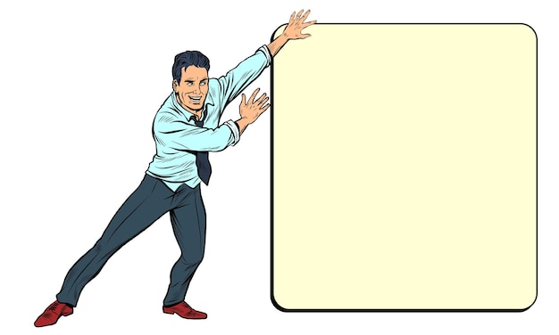 Retro-Style Illustration of Man Leaning on Blank Frame | Jiffy Designs