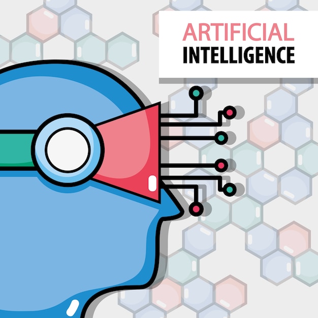 Artificial Intelligence Concept with Robotic Head and Neural Network ...