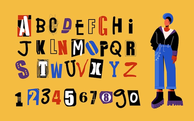 Vibrant Alphabet and Numeral Collage with Whimsical Character | Jiffy ...