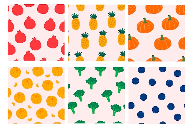 Vibrant Fruit and Vegetable Patterns: A Colorful Mosaic | Jiffy Designs