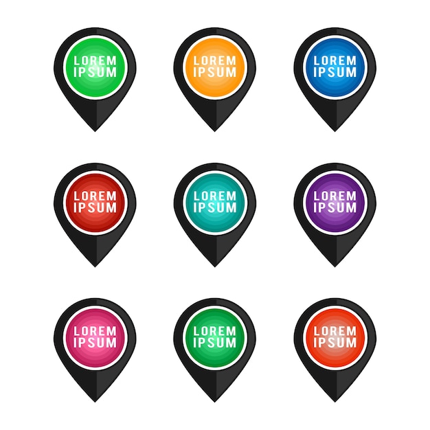 Vibrant Colorful Map Pointers with Customizable Text Placeholders ...