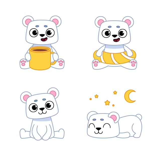 Adorable Polar Bear Illustrated Collection with Diverse Designs | Jiffy ...