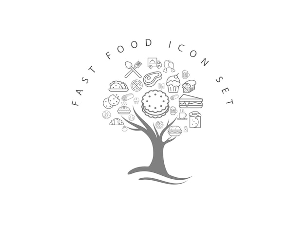 Vibrant Tree of Delectable Fast Food Icons | Jiffy Designs