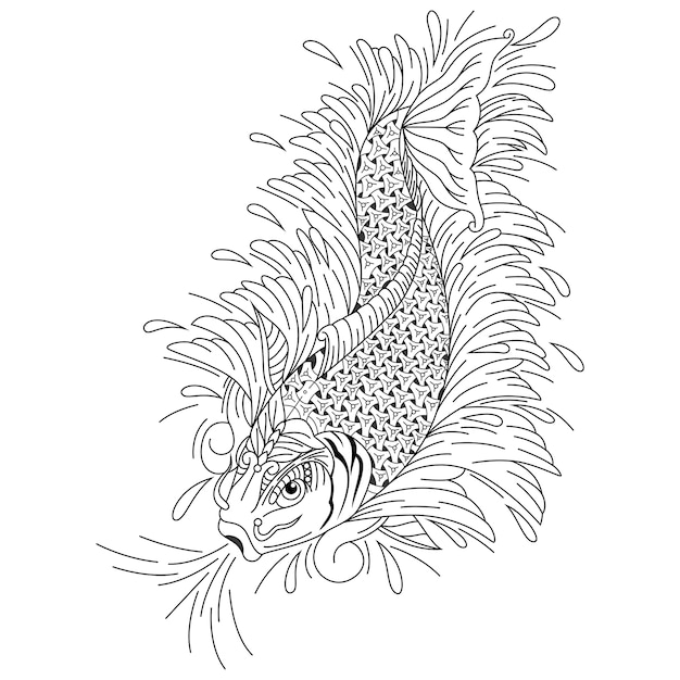 Graceful Koi Fish Illustration with Flowing Fins and Patterns | Jiffy ...