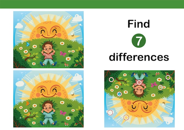 Vibrant Find the Differences Puzzle with Smiling Sun Characters | Jiffy ...