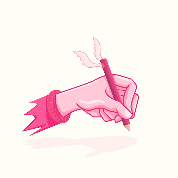 Vibrant Pink Winged Hand Illustration with Bold Strokes | Jiffy Designs
