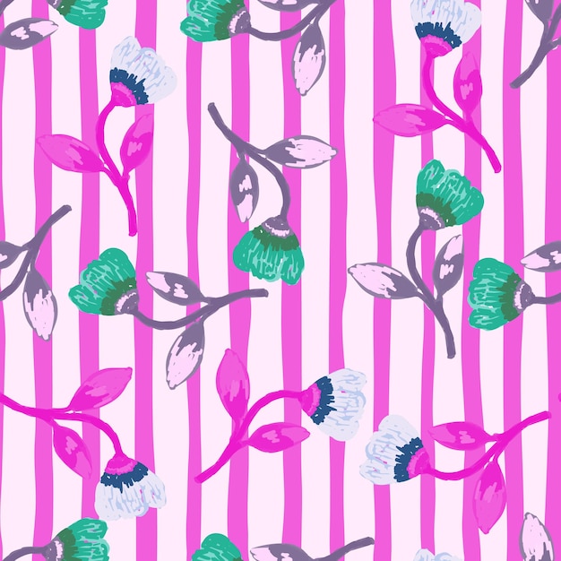 Vibrant Floral Pattern with Striped Background | Jiffy Designs
