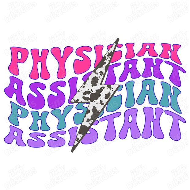 'Physician Assistant' Psychedelic Typography with Striking Lightning
