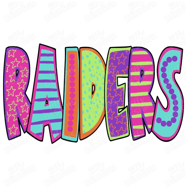 'Raiders' Vibrant Lettering with Playful Patterns and Neon Colors ...