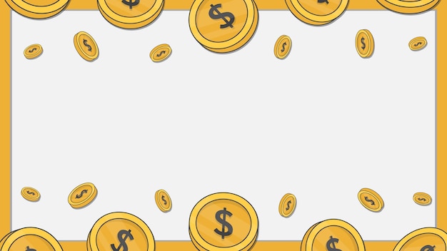 Scattered Golden Dollar Coins Frame Blank Background | Jiffy Designs