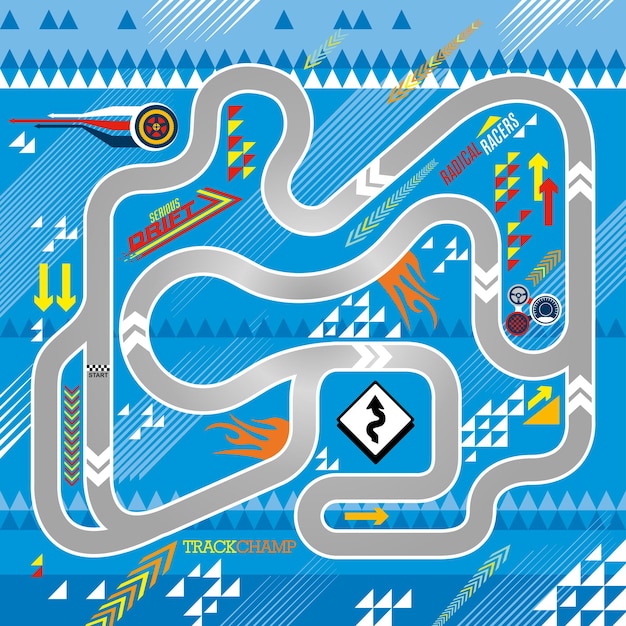 Vibrant Geometric Race Track Illustration | Jiffy Designs