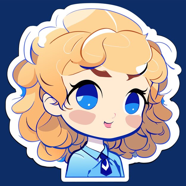 Charming Chibi Character with Curly Blonde Hair | Jiffy Designs