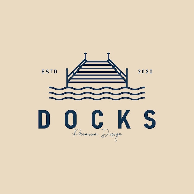 Minimalist Docks Emblem with Striped Pier Design | Jiffy Designs
