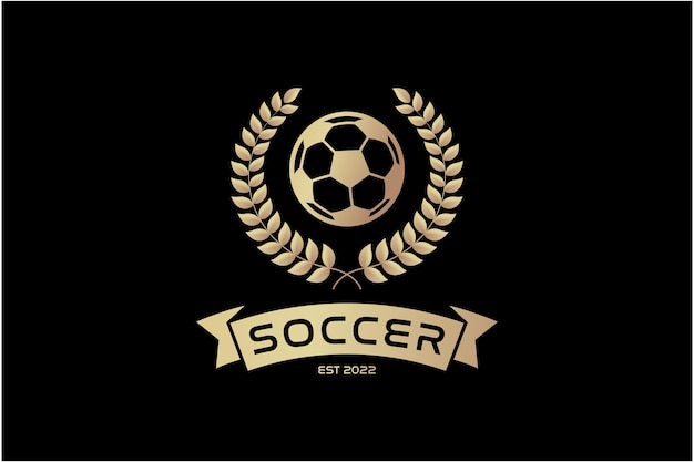 Elegant Soccer Emblem with Laurel Wreath and Ball | Jiffy Designs