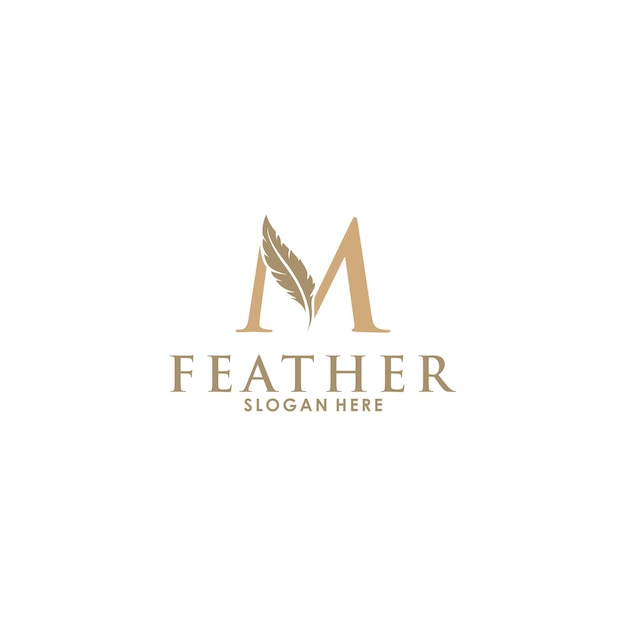 Elegant Feathered Monogram with Refined Golden Accents | Jiffy Designs
