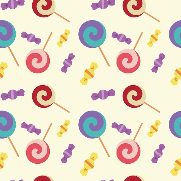 Vibrant Candy Swirl Pattern with Lollipops and Gummies | Jiffy Designs