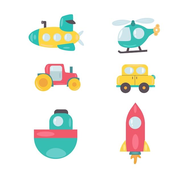 Vibrant Collection of Whimsical Transportation Icons | Jiffy Designs