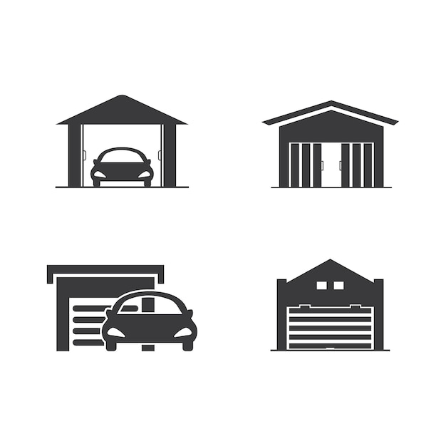 Minimalist Garage Icons Depicting Parking and Storage Spaces | Jiffy ...