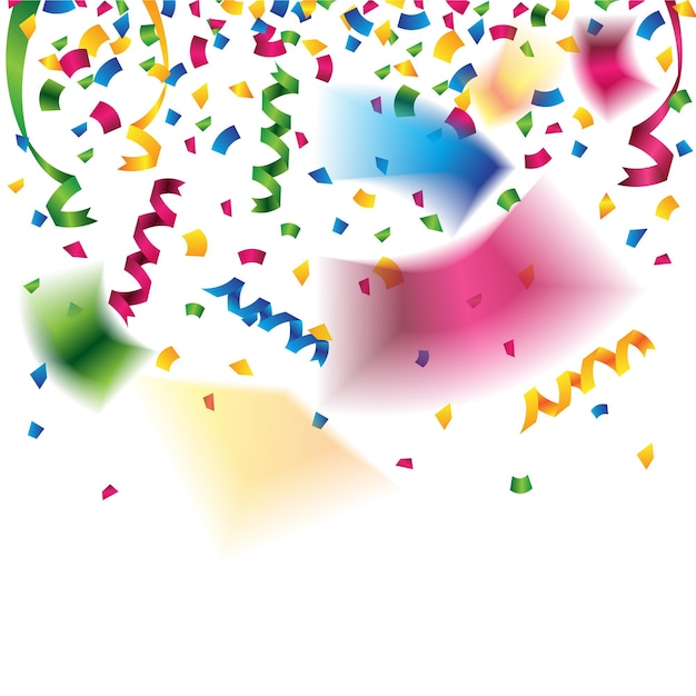Vibrant Confetti Celebration with Streamers and Blurred Shapes | Jiffy ...