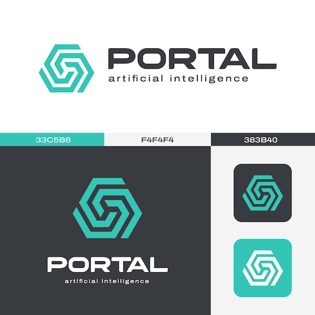 sleek-geometric-portal-logo-with-turquoise-and-gray-accents-jiffy-designs