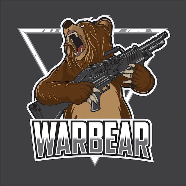 Fierce Warbear Mascot Wielding Powerful Firearm | Jiffy Designs