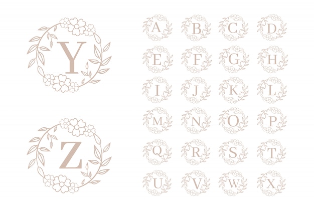 Elegant Floral Monogram Alphabet Design with Wreaths and Leaves | Jiffy ...