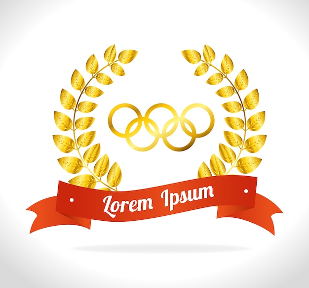 Golden Laurel Wreath with Olympic Rings and Ribbon Banner | Jiffy Designs