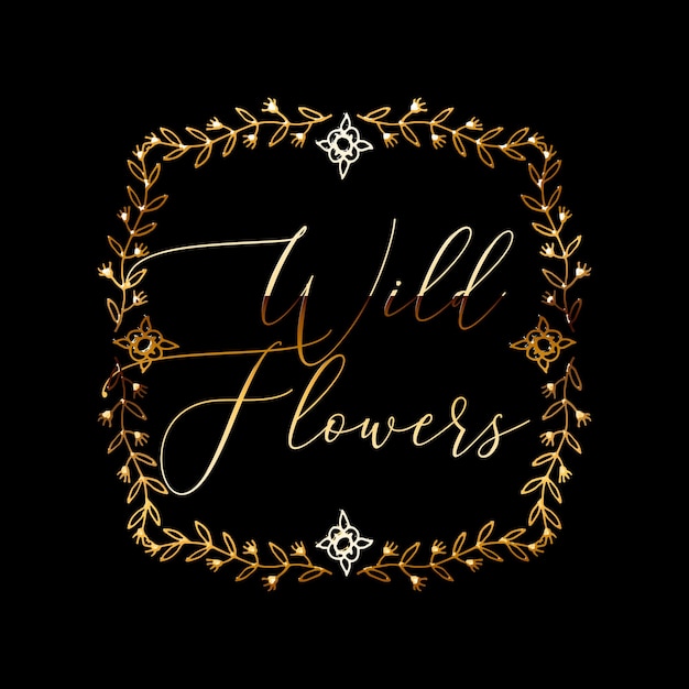 Elegant Floral Wreath with Golden Calligraphy Text | Jiffy Designs