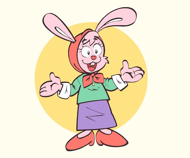 Cheerful Cartoon Rabbit in Colorful Outfit Giving Thumbs Up | Jiffy Designs