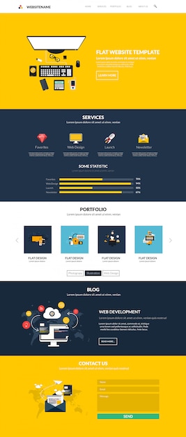 Vibrant Digital Workspace: Flat Website Template Showcasing Diverse ...