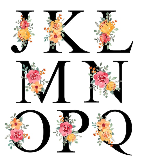 Floral Alphabet Letters Featuring Vibrant Blooms and Foliage | Jiffy ...