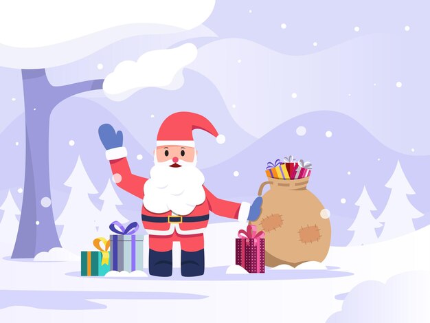 Santa Claus Delivering Presents in Snowy Winter Wonderland | Jiffy Designs